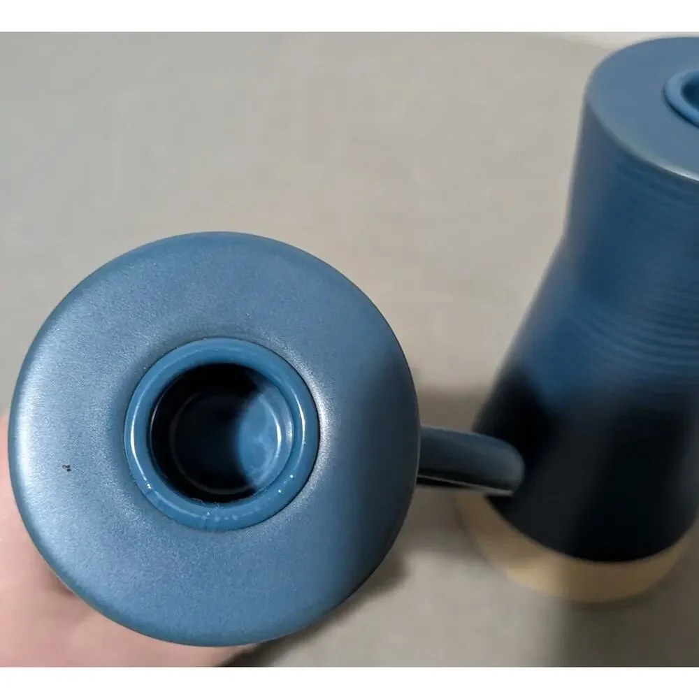 Crate & Barrel Sibely Ceramic Taper Holders Mid Century Modern Farmhouse Blue